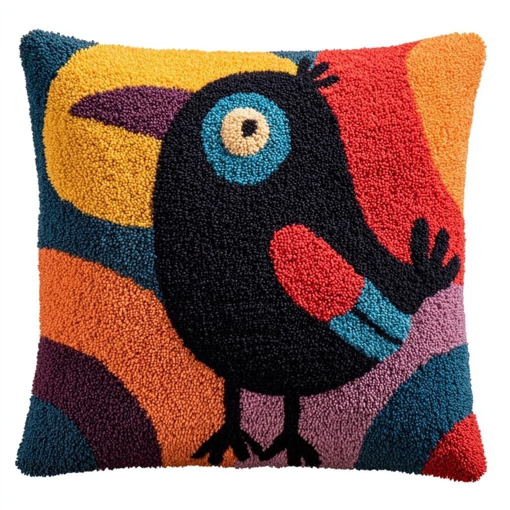 AxiangziK Latch Hook Cushion Kits for Beginners,Animals Crow