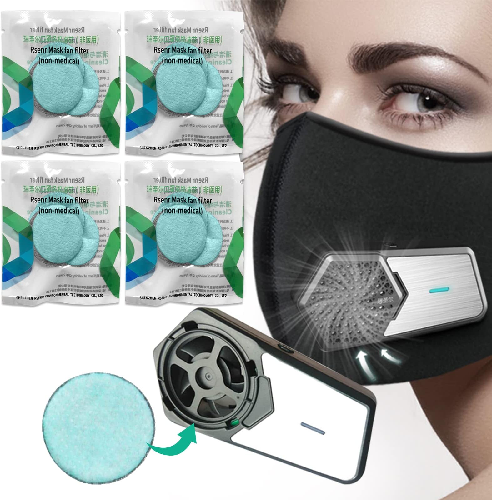 Fan Filter Compatible with Rsenr R11 Portable Wearable Air Purifier Maskes Fan Filter(20 PCS) (HEPA Filter)