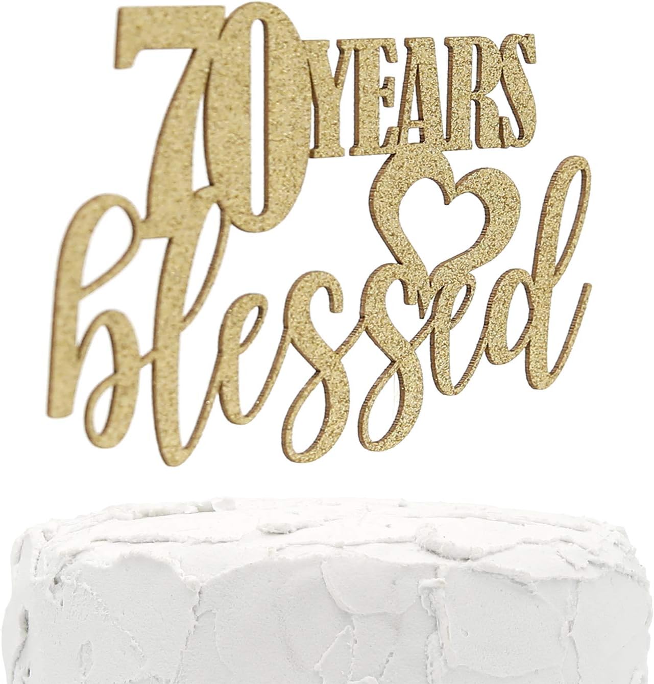 NANASUKO 70th Birthday Cake Topper - 70 years blessed - Double Sided Glitter - Premium quality Made in USA