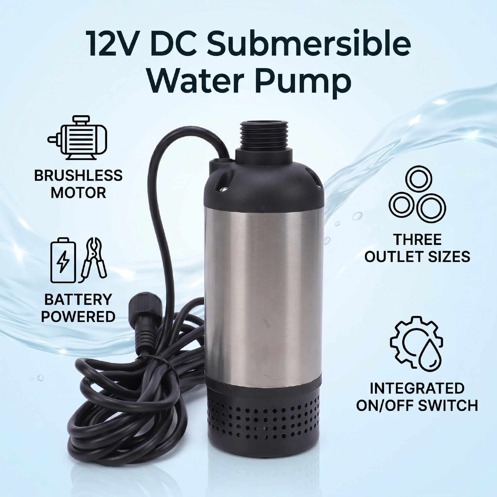 Fafeicy Bomba de Agua Sumergible Portátil, Bomba de Achique 12V DC 1268GPH