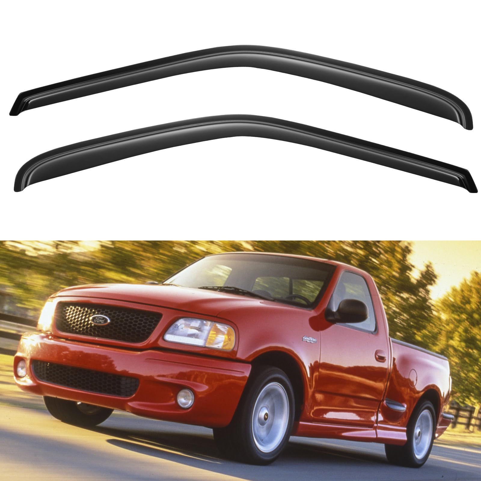 Window Visors Rain Guards for 1997-2003 Ford F150 Standard Cab, Out-Channel Window Vent Wind Deflectors Visors Shades for 1997-1999 F250, 2004 F-150 Heritage Regular Cab, 2PCS