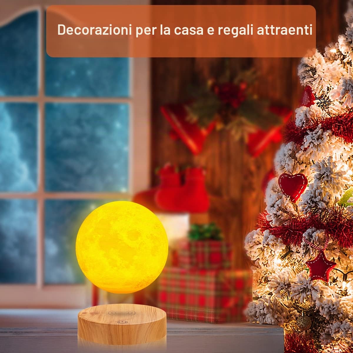 Lampada lunare a levitazione, luce lunare 3D galleggiante a LED luna a levitazione magnetica luci notturne per la decorazione dell'ufficio in camera regali fantastici (3 Colori)