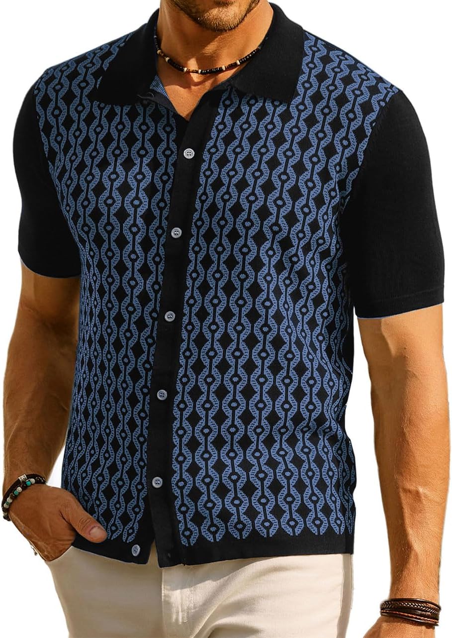 PJ PAUL JONES Men's Contrast 70s Vintage Polo Shirts Short Sleeve Knitwear