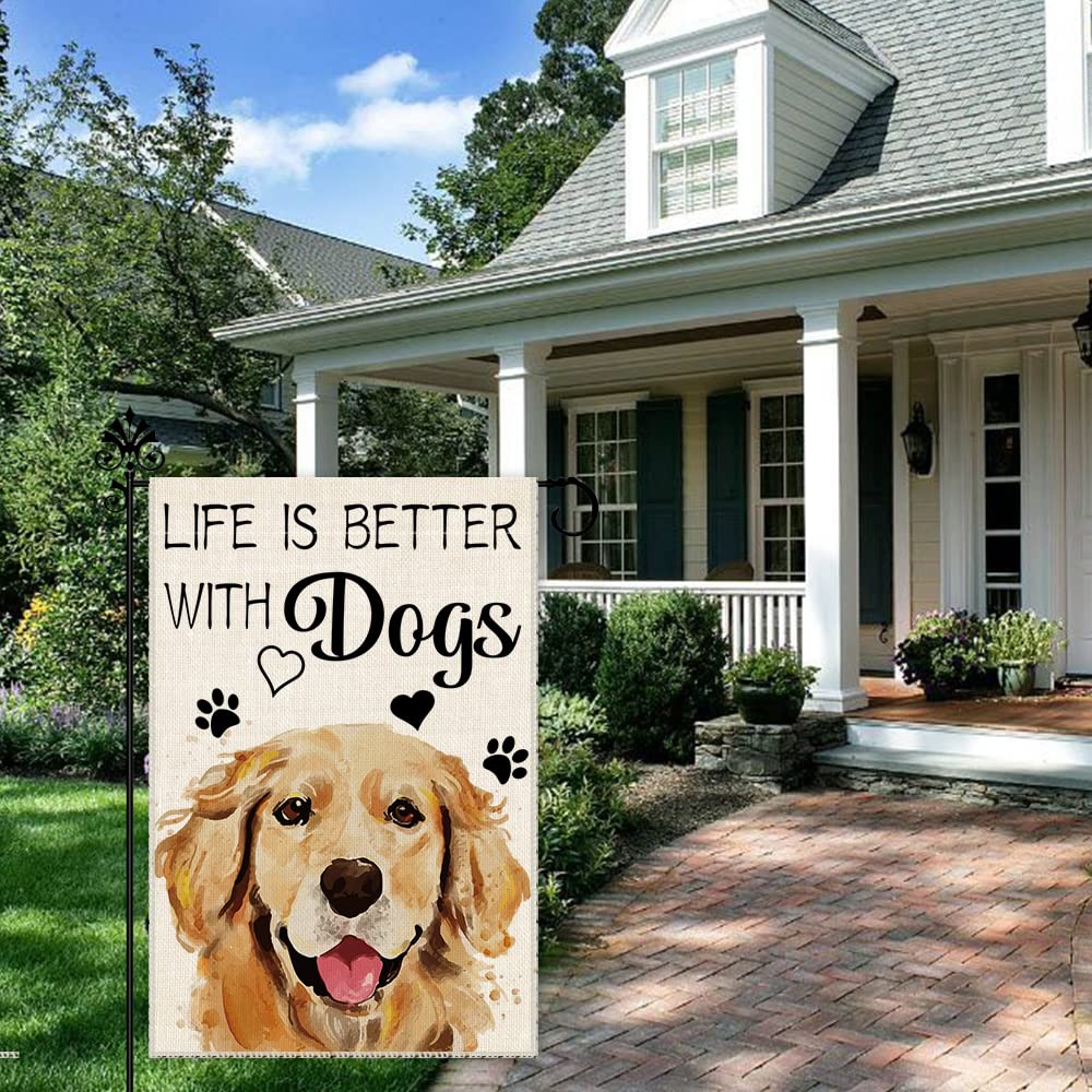Hafhue Gartenflagge 'Life Is Better With Dogs' | 30,5x45,7cm | Doppelseitig & Wasserdicht | Für Terrasse & Vorgarten