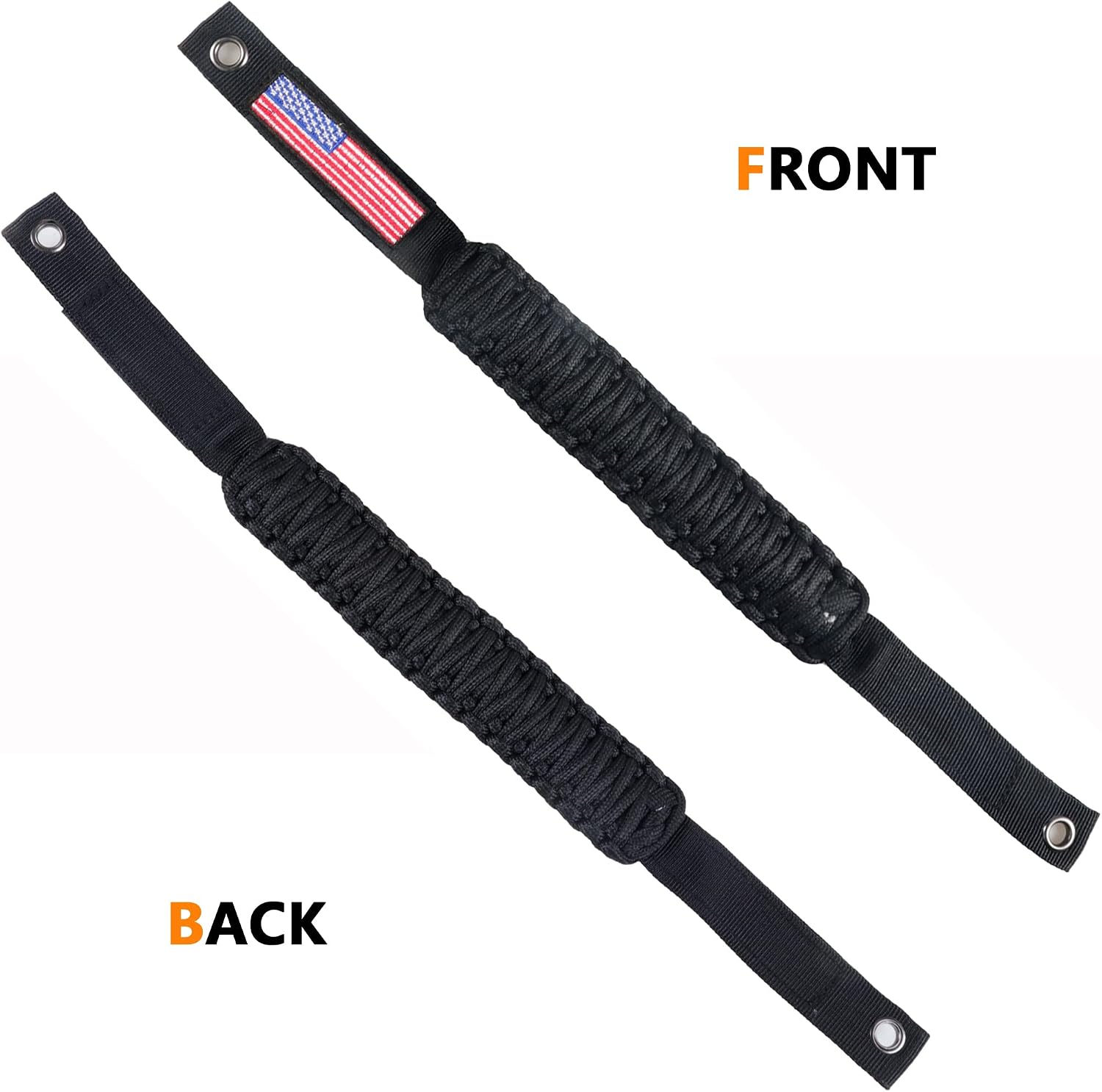 4 Pack Grab Handles for Ford Bronco Accessories 2021 2022 2023 2024 2025 2 Door 4 Door Interior Paracord Roll Bar Grip Door Handle with America Flag Black