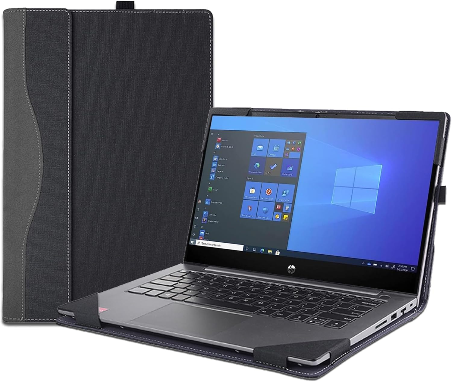 Case Cover for 13.3'' HP ProBook x360 435 G7 G8 G9 G10 Laptop，2 in 1 Separable Protective Shell PU Leather Notebook Bag Sleeve Accessory with Pen Holder (Dark Grey)