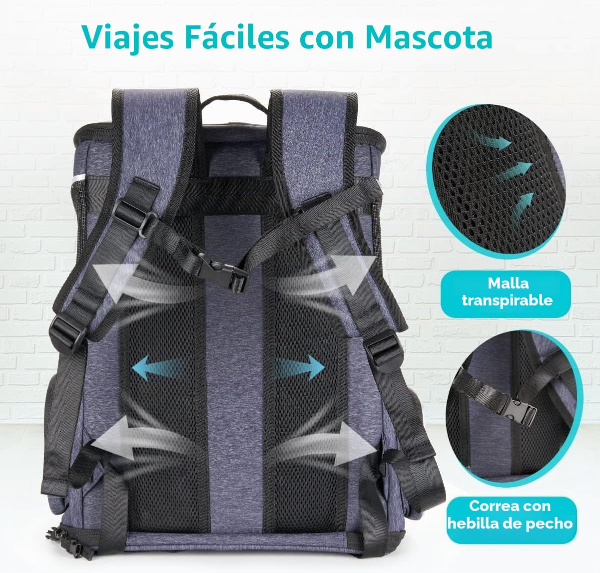 Morpilot Mochila para Gatos y Perros pequeños, 7 kg, Plegable con Correa de Seguridad Interior y Carcasa