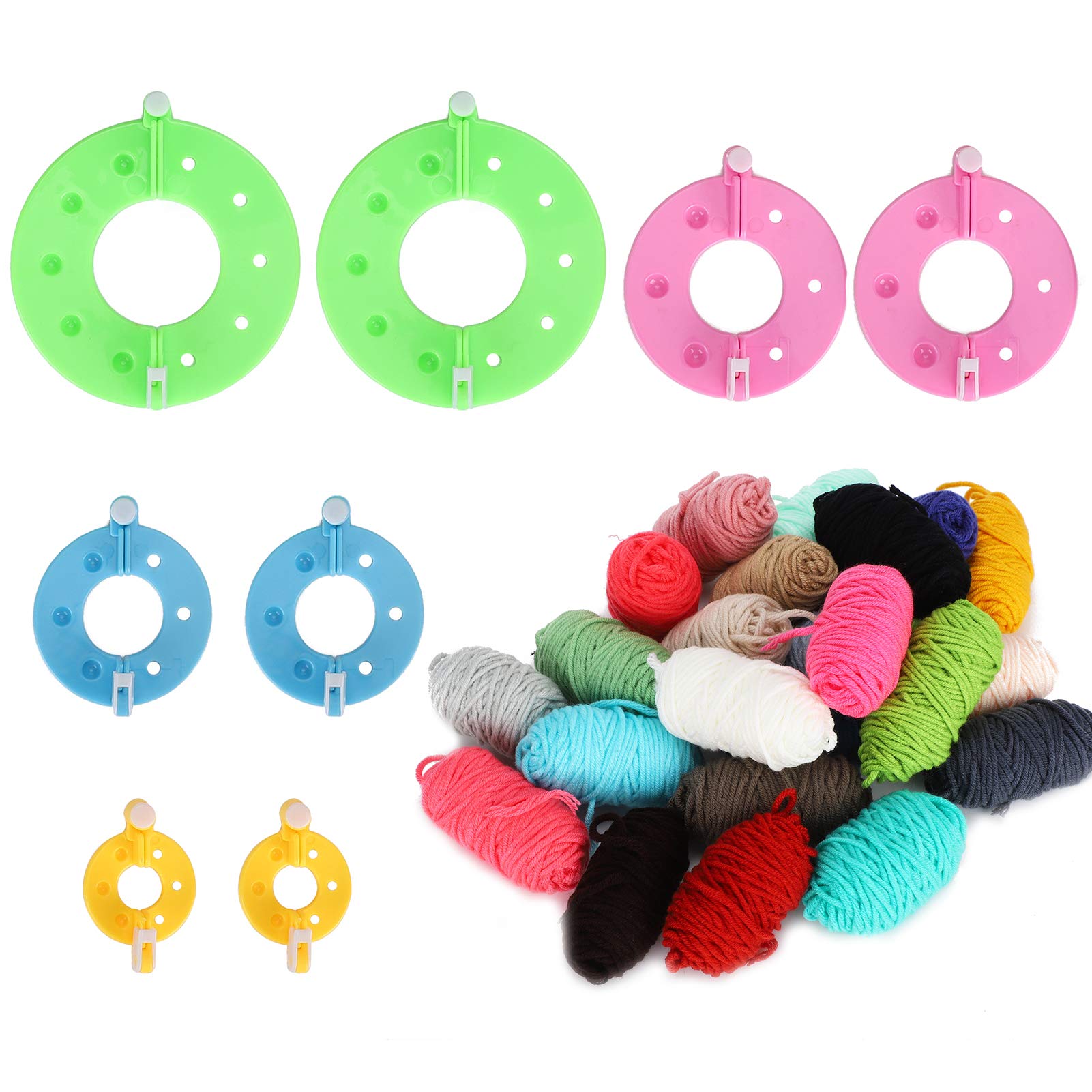 Pompom Maker Kits Fluff Ball Weaver DIY 24 Farben Wollgarn Stricken Handwerk Geschenke