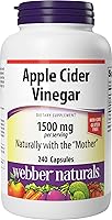 Webber Naturals Apple Cider Vinegar Capsules with Mother, 1500mg Serving, 240 Caps - Digestion Support, Gluten & Sugar Free