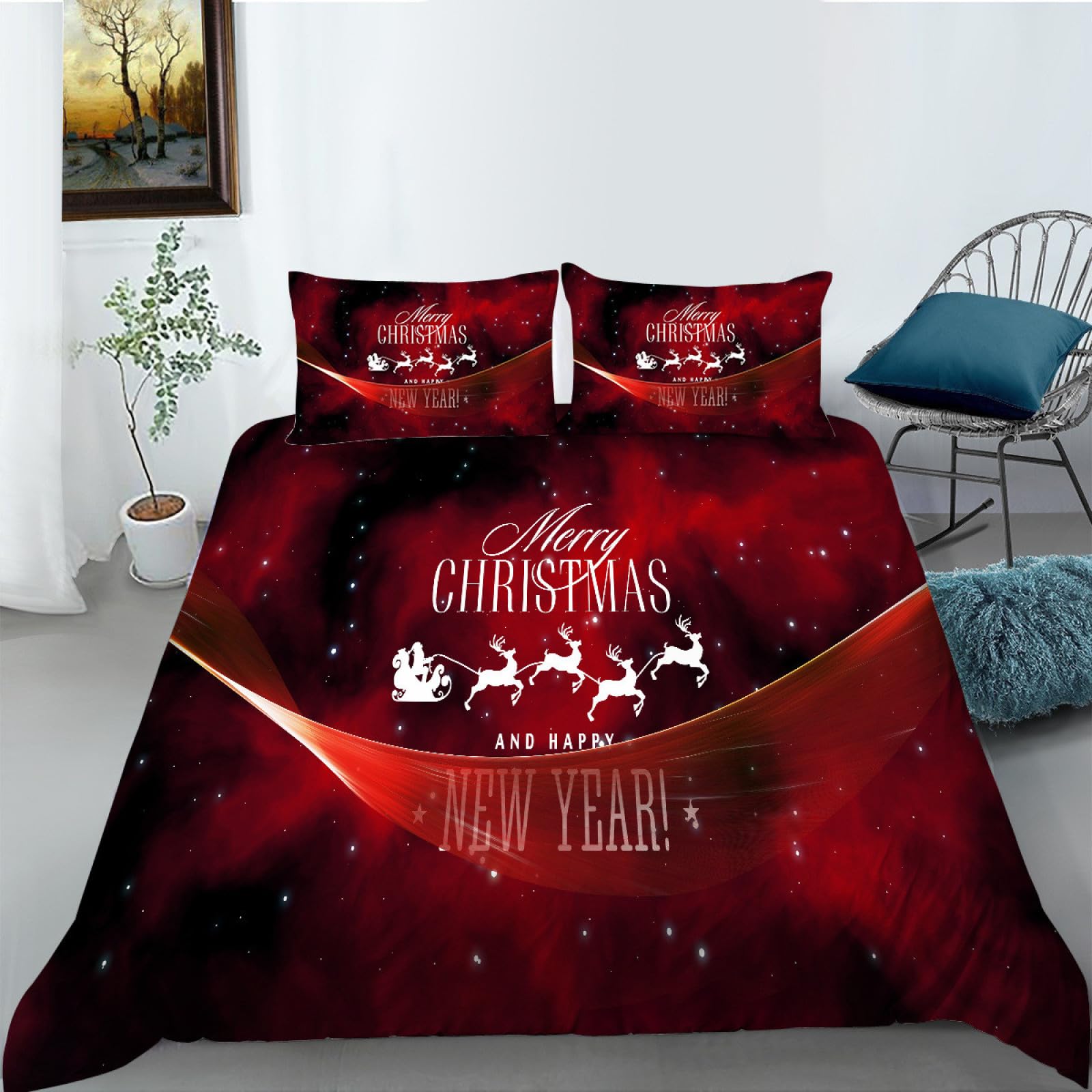 Roter Elch Bettwäsche 200x200 Weihnachten
