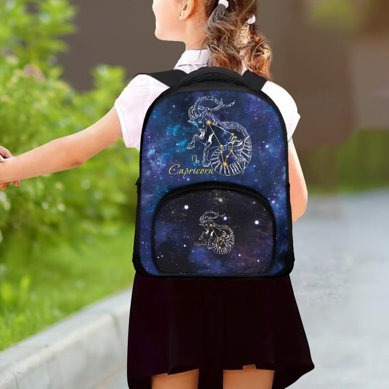 Galaxy Capricorn Pattern Children's Backpack for Girls Boys Daily Use Travel Padded Back Straps 12" Backpacks