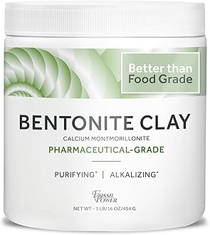 Calcium Bentonite Clay Food Grade Powder 1lb - Natural, Edible Clay | Use in Toothpaste & More | Heavy Metal Detox & Cleansing | Hair & Facial Mask | Indian Healing Clay Powder