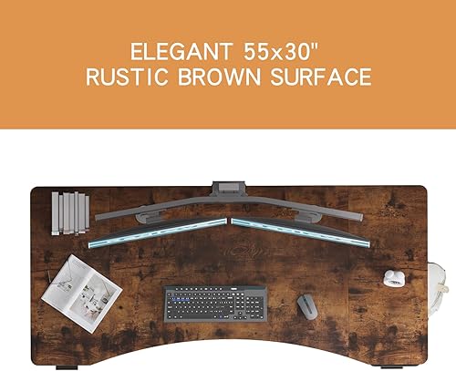 Miniatura 4 de Radlove Escritorio eléctrico de pie ajustable en altura, estación de trabajo de escritorio de pie de 55 x 30 pulgadas, tablero de empalme, mesa de