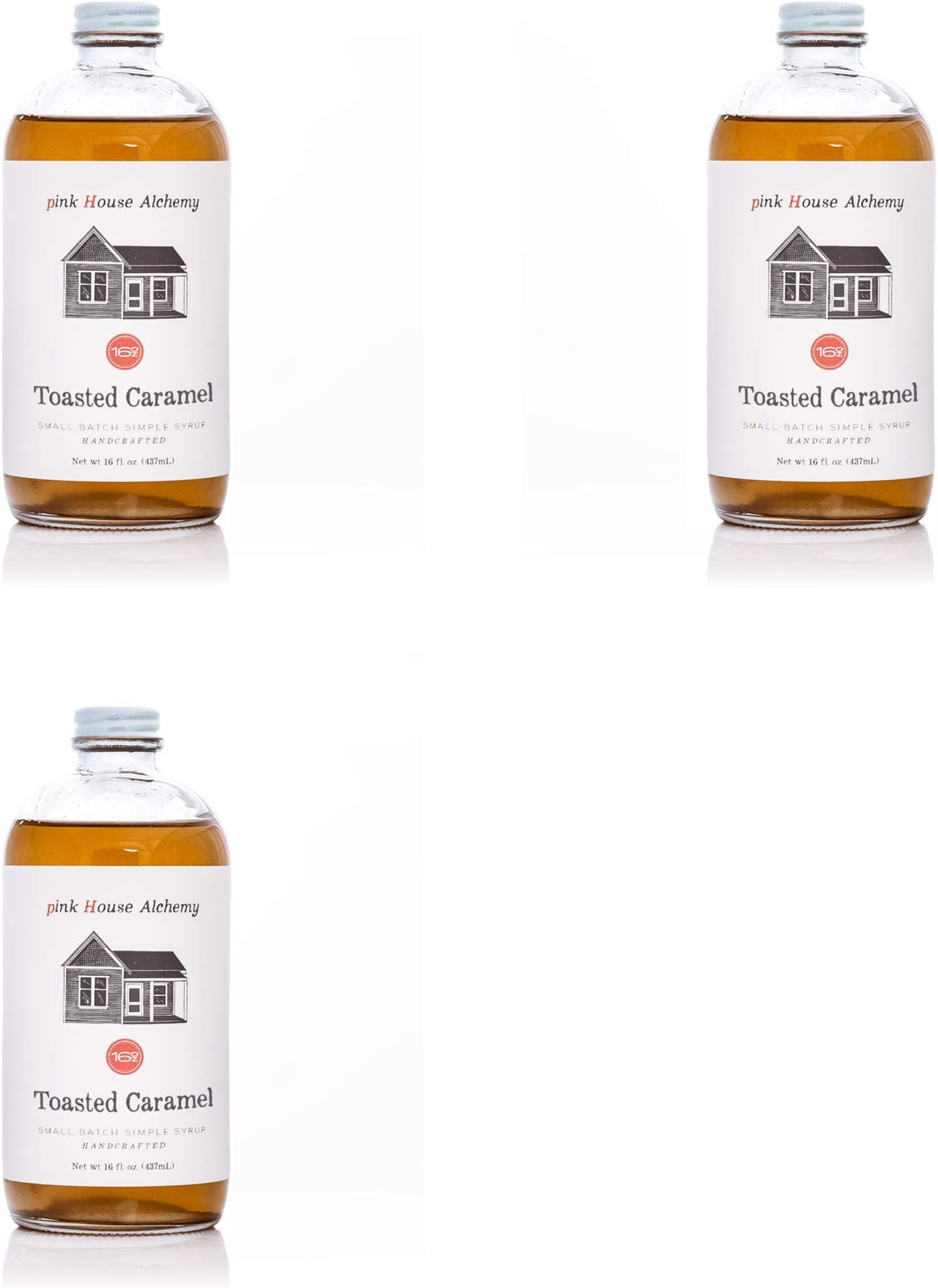Pink House Alchemy Toasted Caramel - Simple Syrup 3 / 16 oz Cocktail Drink Mix - Use to Flavor Coffee - Shaved Ice - Dessert Topping - Fresh Ingredients Used