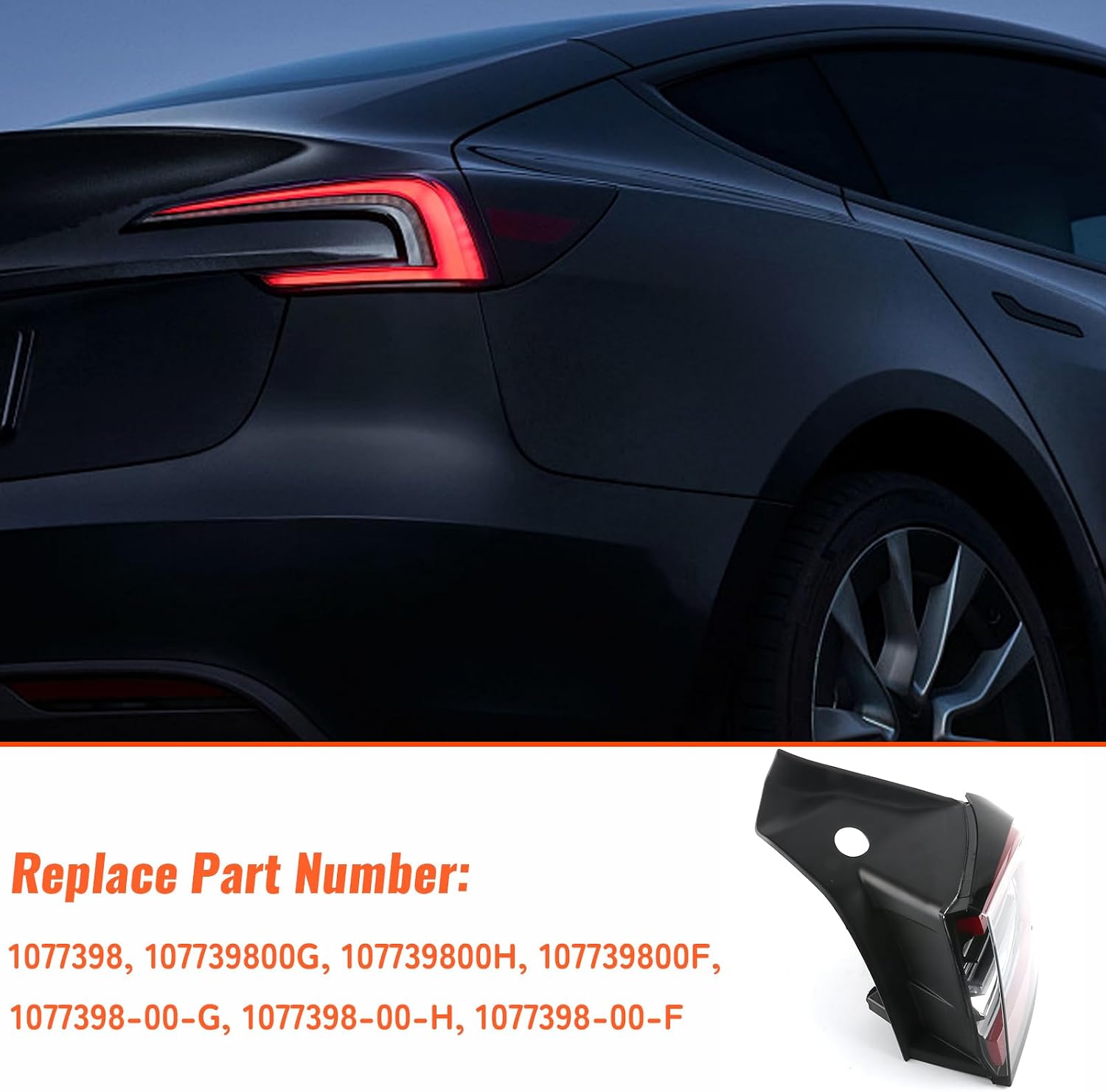 1077398-00-F 1077398 Right Passenger Side Rear Tail Light Brake Outer Tail Lamp Assembly Compatible with Tesla Model 3 2017 2018 2019 2020 LED Tail Light