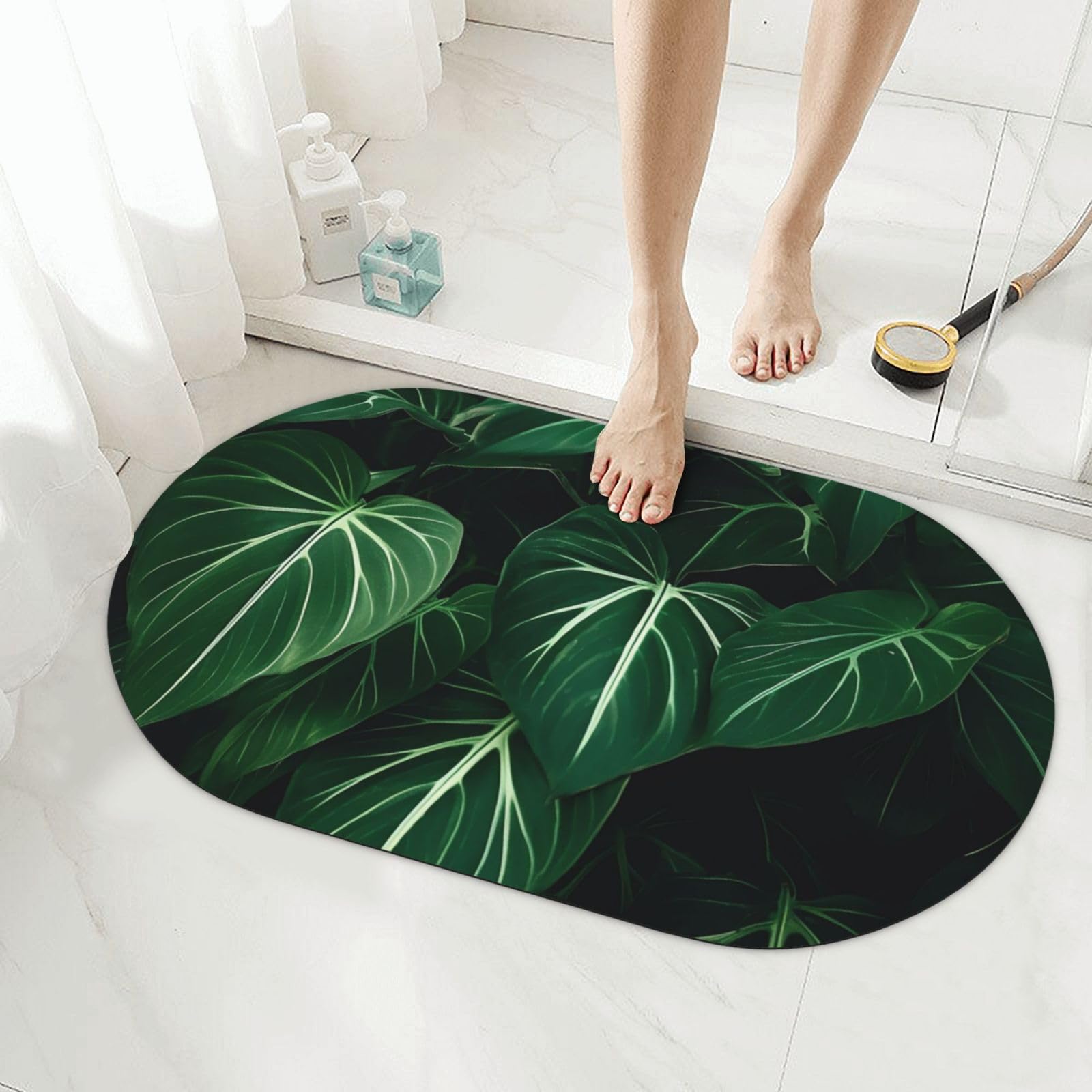 Tapis de bain en pierre verte super absorbant et anti-glisse à séchage rapide