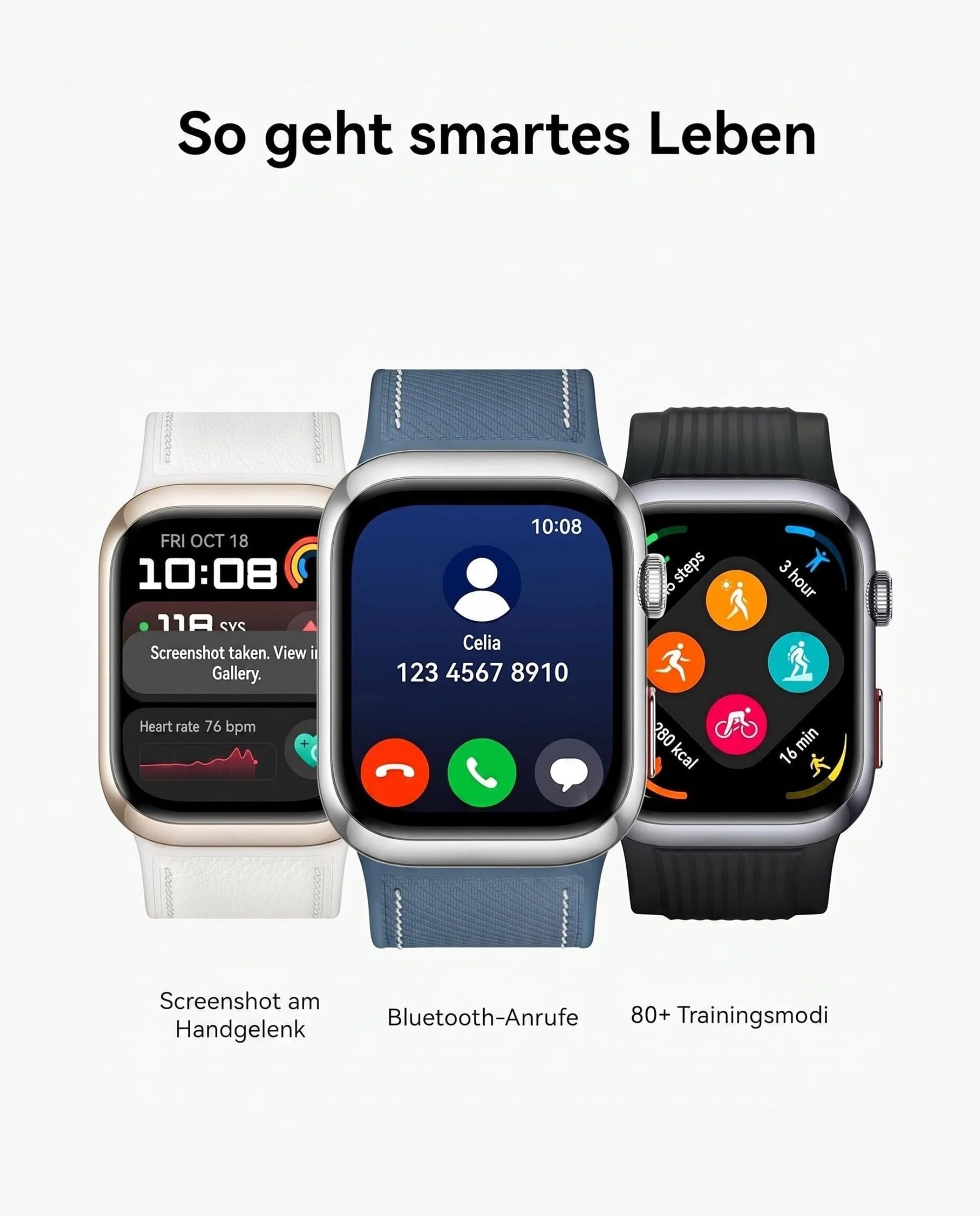 HUAWEI Watch D2 Smartwatch, 1,82" AMOLED-Display, Ambulante Blutdruckmessung, EKG, Schwarz
