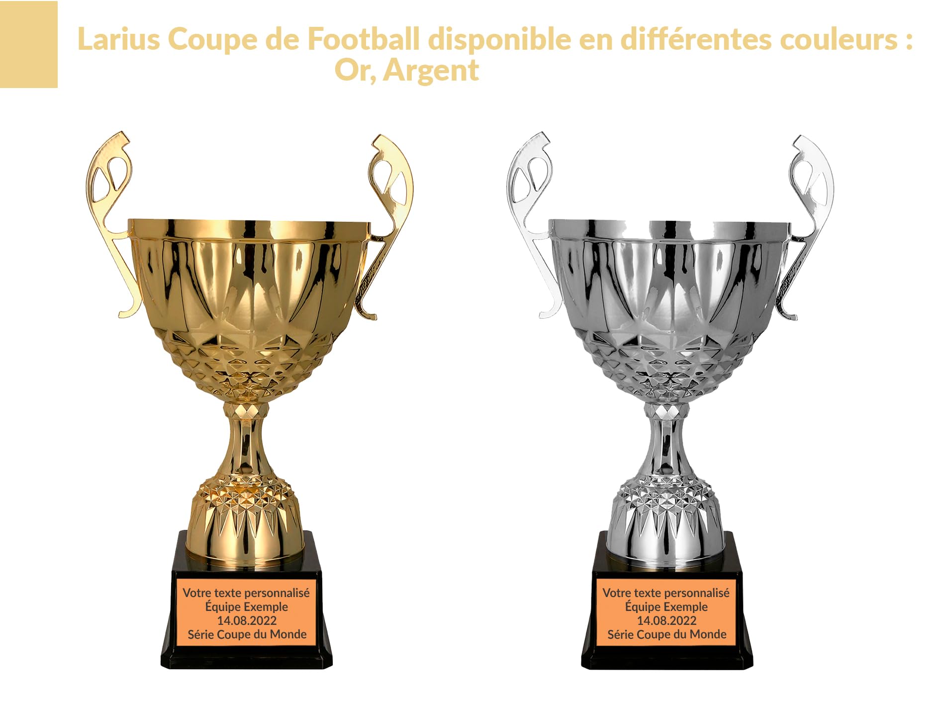 Larius Trophée en métal doré et argenté avec gravure au choix