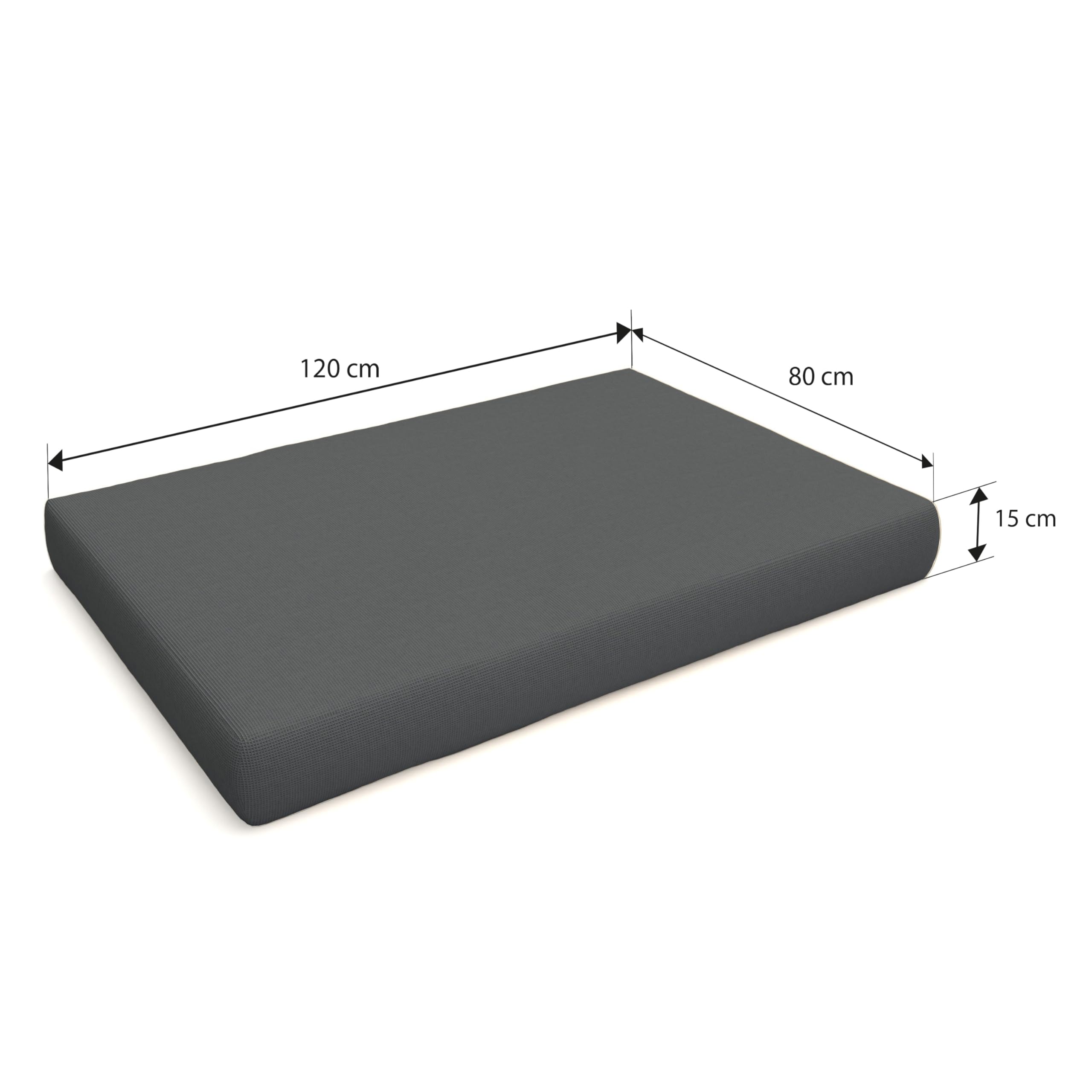 POKAR Juego de Cojines de 6 Piezas para Europalés Resistente al Agua: 2X 120x80 +2X 120x40 + 1x 60x40 + 1x 40x40, para Sofá de Paletas, sin Palés, Antracita