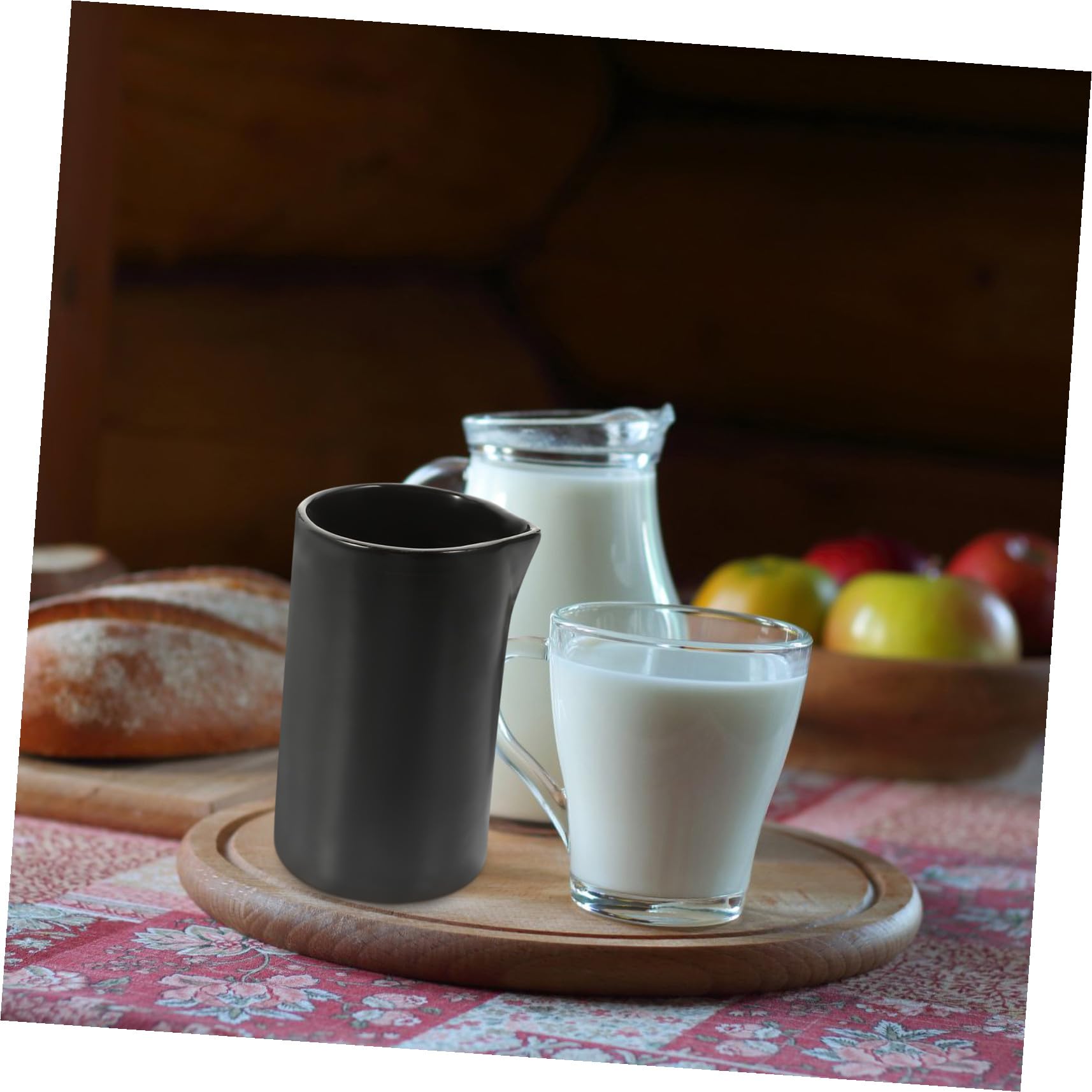 SHINEOFI Keramik Milchkännchen mit Großem Griff und Einfacher Reinigung Kleiner Saftspender im Vintage Stil für Zuhause und Hotel Schwarz