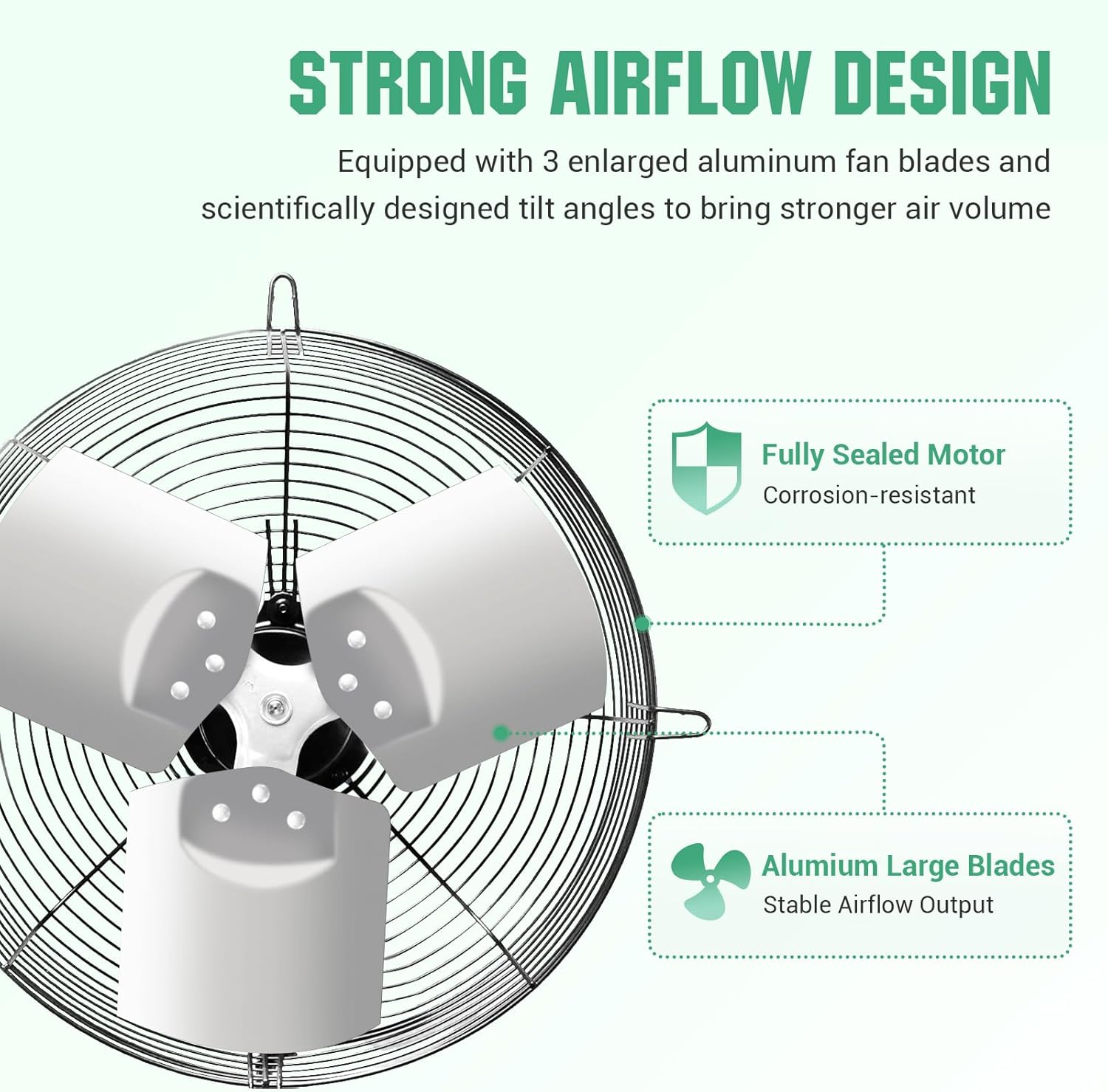 FAREAST 20 Inch Garage Exhaust Fan Wall Mounted, 3200 CFM, Wall Exhaust Fan with Adjustable Speed Controller, Automatic Shutter, for Barn, Shed, Workshop, Warehouse Factory Ventilation (Silver)