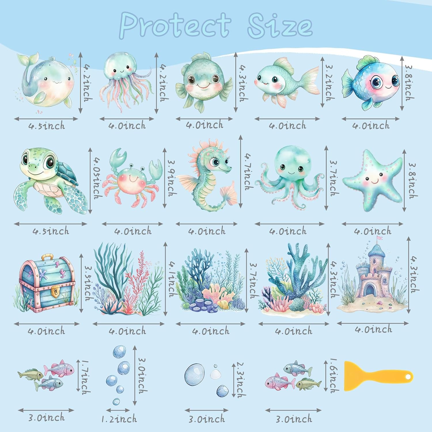25 PCS Non Slip Bathtub Stickers, Sea Creature Bath Tub Grips for Kids