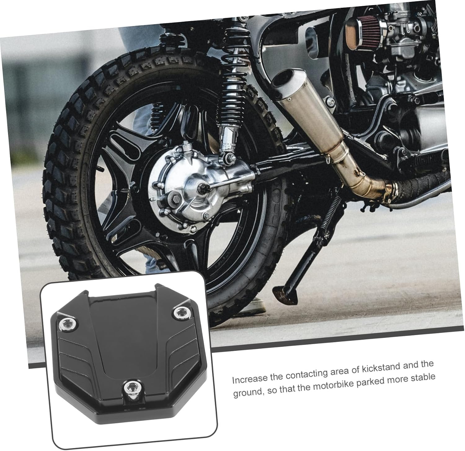 Motorcycle Kickstand Plate Non Slip Metal Side Stand Pad Black