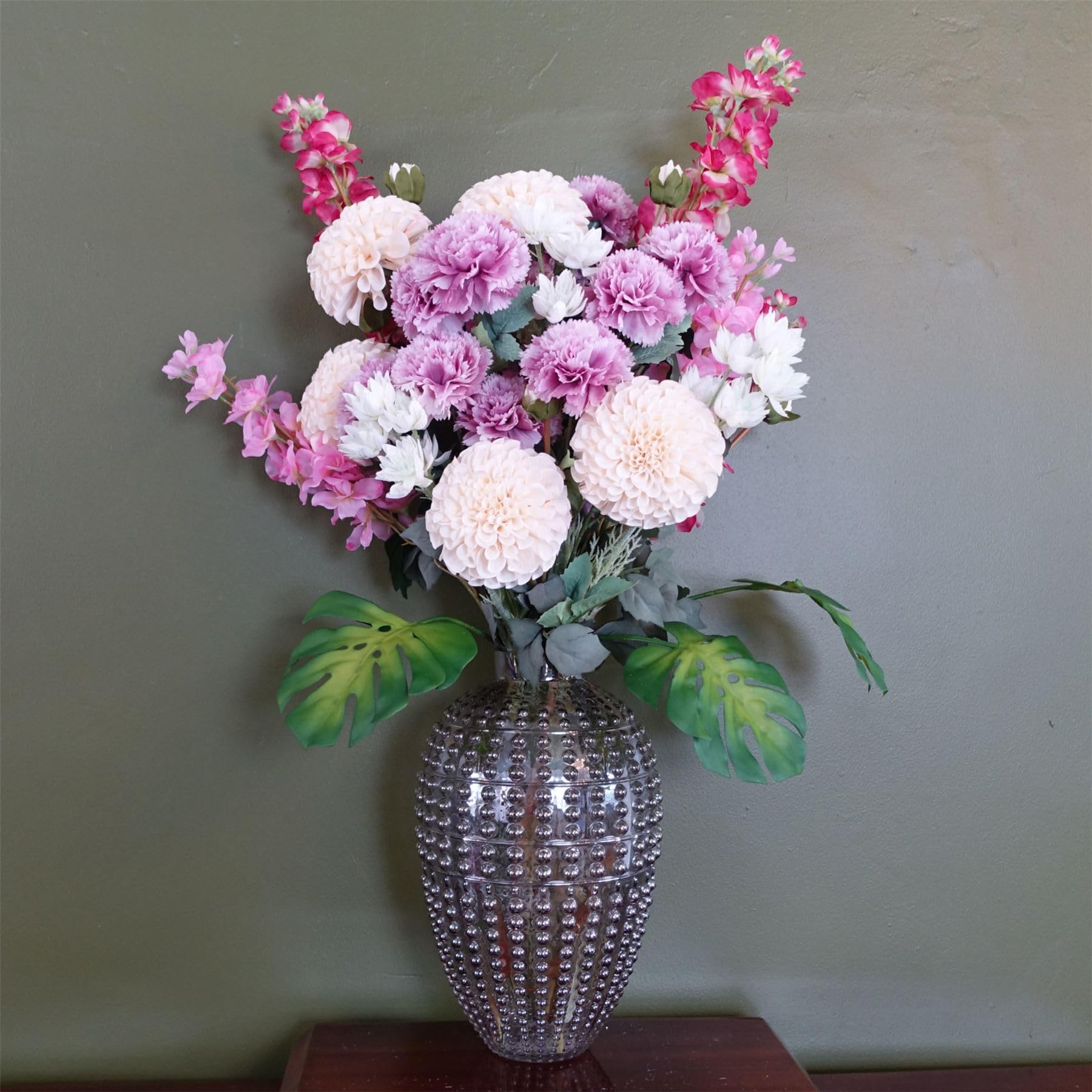 Artificial Flower Arrangement Vase White 75cm (2.5ft) Realistic Premium Gift UK