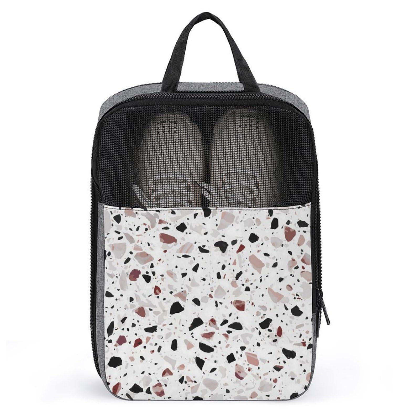 Sac à chaussures imprimé Terrazzo rouge avec système suspendu élégant