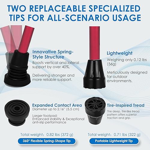 Miniatura 5 de Bastón para personas mayores y adultos, plegable, ajustable, plegable para hombres y mujeres, 2 puntas antideslizantes reemplazables para todo