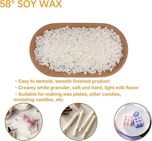 Miniatura 3 de Cera de soja natural de 58, bolsa de 35.27 oz2.2 libras, color blanco, suministros de fabricación de velas de soja prémium para hacer velas de