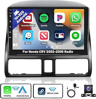 Android 12 Car Stereo for Honda CRV 2002-2006 Radio with Wireless Carplay Android Auto Mirror Link, Car Radio 9 Inch Touch Screen Bluetooth, GPS, WiFi, EQ, FM/RDS Radio + Backup Camera 1G+32G