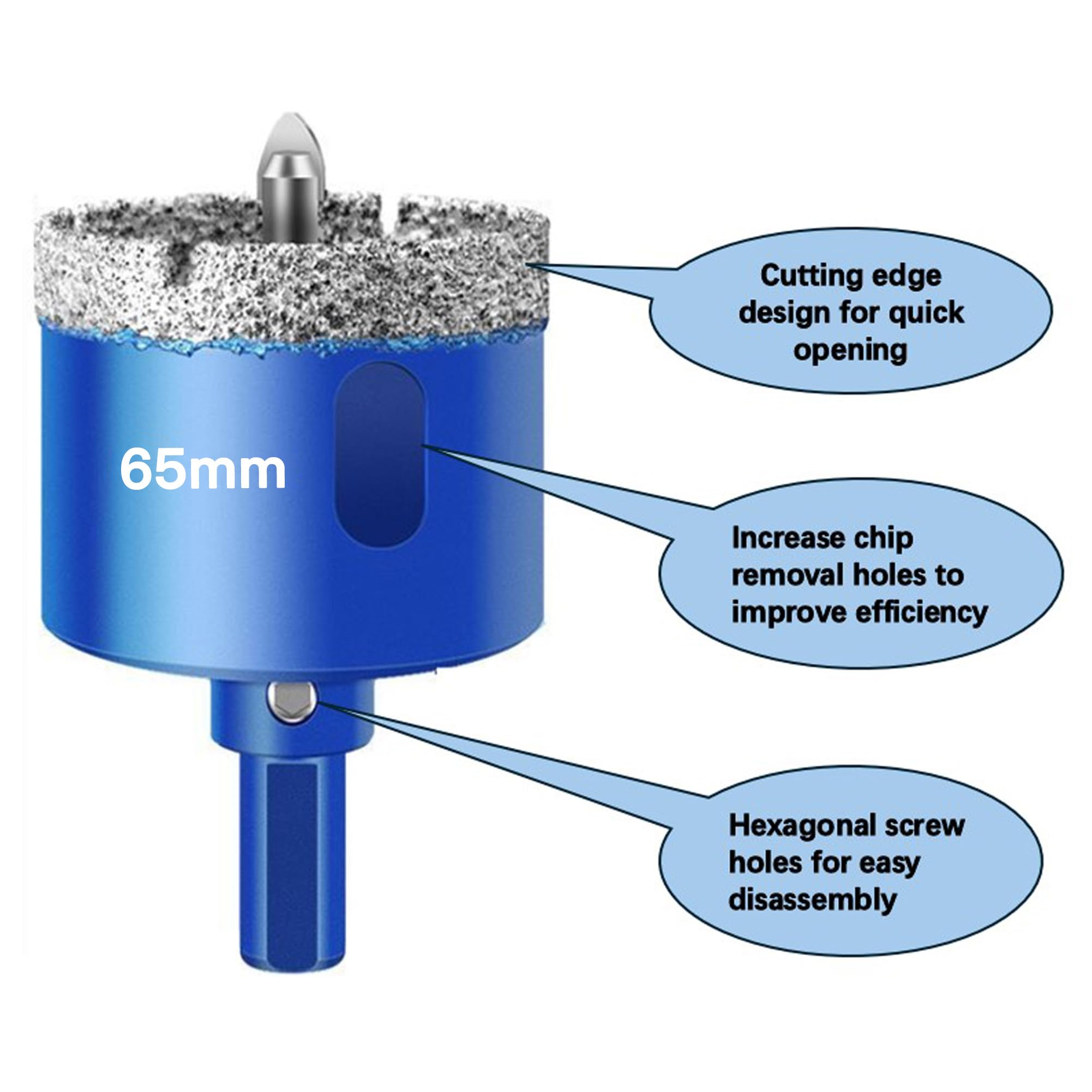 AGSYFFD 65 mm diamond hole saws glass drilling saws diamond coated drills for glass marble granite - Image 4