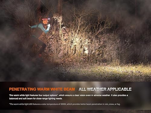 Miniatura 4 de Fenix HM65R-T V2.0 - Linterna frontal para correr, luz blanca de 1600 lúmenes y haz doble blanco cálido, recargable USB-C, ligero y largo tiempo de