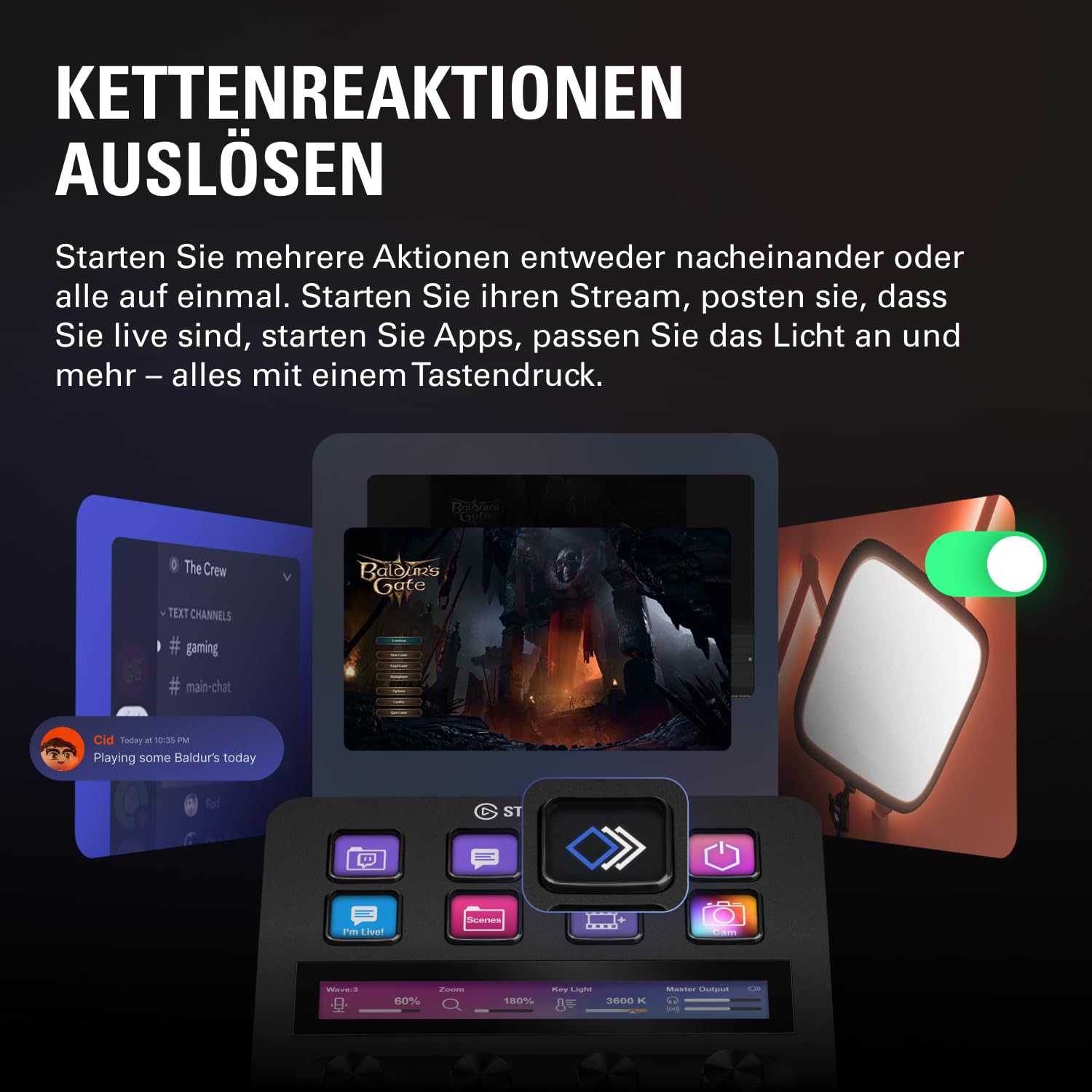 Elgato Stream Deck +, Audiomixer, Live-Produktion und Studio-Controller für Content Creators, Streaming, Gaming, mit anpassbarer Touch-Leiste, Drehreglern und LCD-Tasten, für Mac und PC
