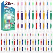 Navona 30 PCS Premium Individually Wrapped Bulk Toothbrush Pack, Disposable Toothbrushes, Kids Toothbrush, Medium Soft Bristle Toothbrushes, Ergonomics Handle, Perfect for Travel Hotel Donation