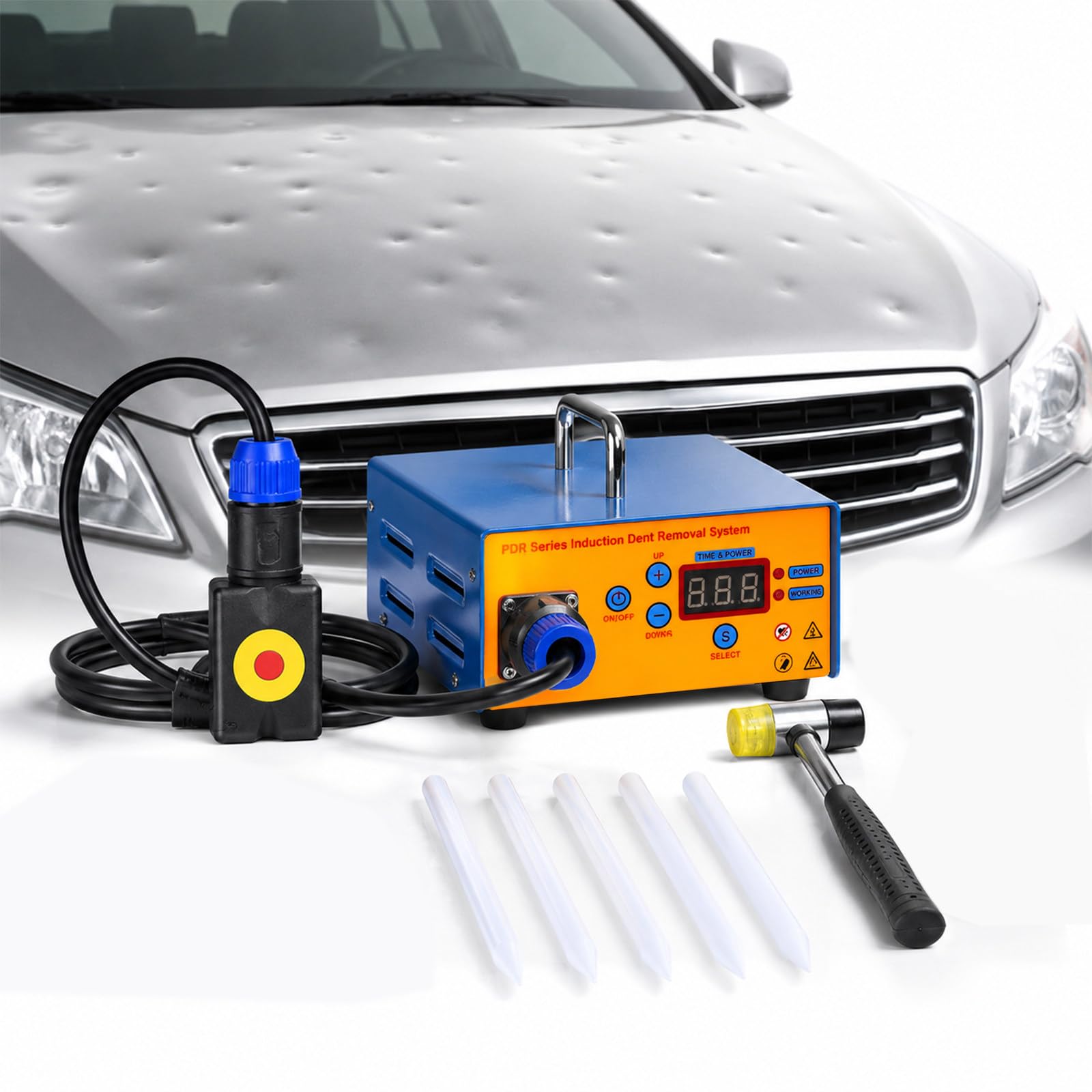Strumento di rimozione ammaccature senza vernice, riscaldamento a induzione elettromagnetica, 1380 W, con display digitale e protezione contro il surriscaldamento, per carrozzerie in ferro, ideale per