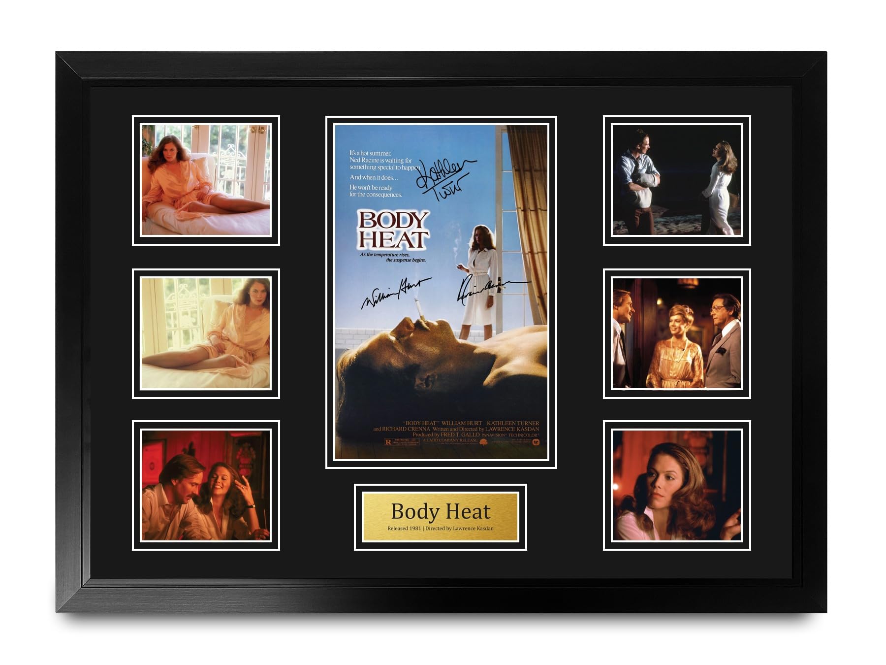 HWC Trading Body Heat Podpisany Plakat Filmowy A2 Deluxe w Ramie