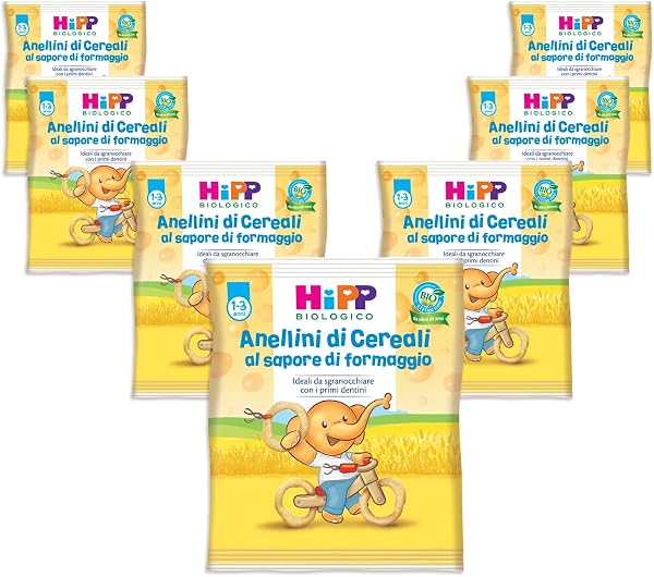 HiPP, Organic Parmesan Parmesan Cereal Rings with a Touch of Tomato, 7 Packs of 25 g - 175 g - 1