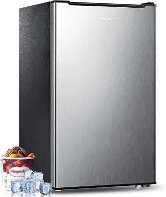 Anypro 3 Cu.Ft Compact Mini Upright Freezer with 3 Pull-down Drawer Doors and Adjustable Thermostat, Single Door Small Deep Standing Freezer Rapid Cooling for Home, Office, Dorm, Garage, Silver
