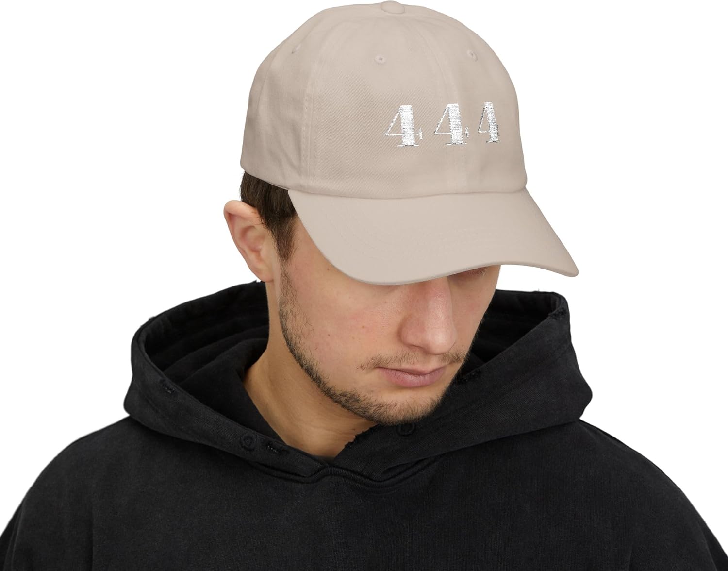 444 Angel Number Hat – Vintage Distressed Dad Hat, Embroidered Spiritual Baseball Cap, Unisex Cotton by Awareness Central™ Stone