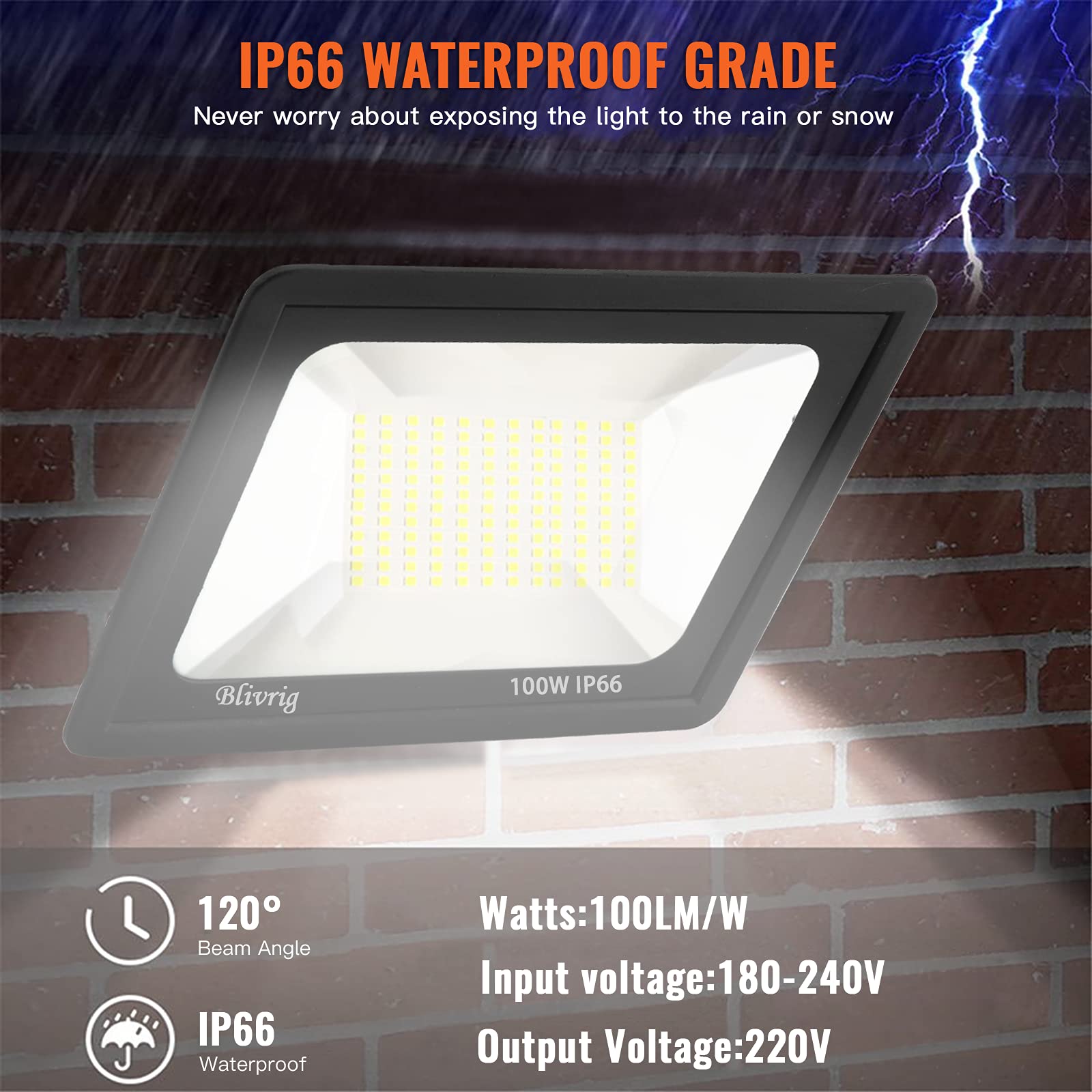 LED Strahler Außen 100W 6 Stück, LED Strahler Flutlicht 100W, 10000LM Superhell Außenstrahler 6000K Kaltweiß Fluter Flutlicht IP66 Wasserdicht Aussenstrahler, Außenlampe Hinterhof, Garage, Flur