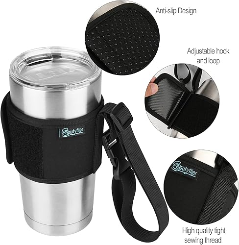 Miniatura 3 de Beautyflier Soporte para vaso de café Yeti de 30 onzas con asa de correa, soporte para taza de café de viaje, compatible con Yeti, Simple Modern,