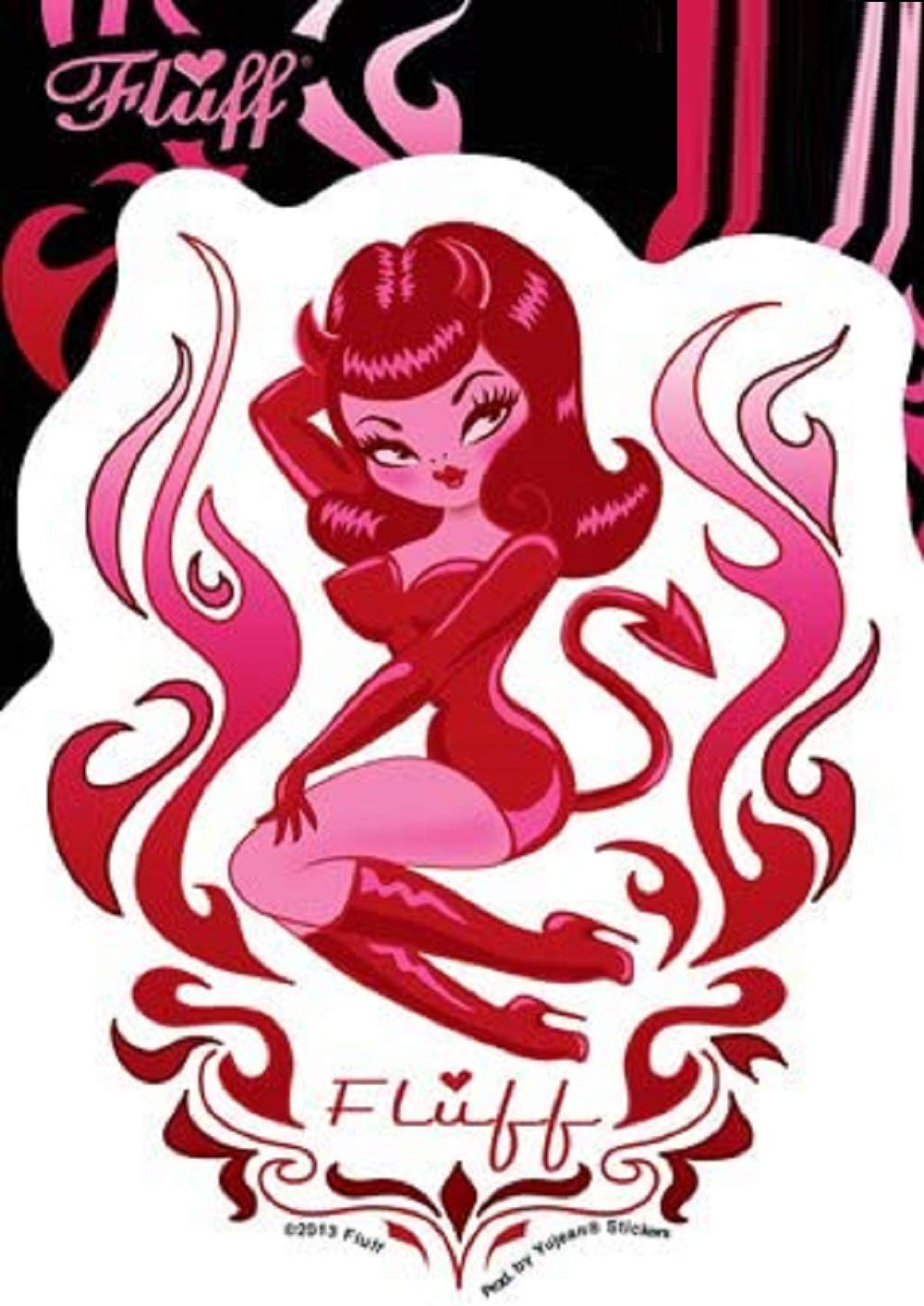 Yujean Fluff - Naughty Devil Sass Girl - 4.25" X 5.25" - Weather/Uv Resistant, Vinyl Die-Cut Sticker Decal