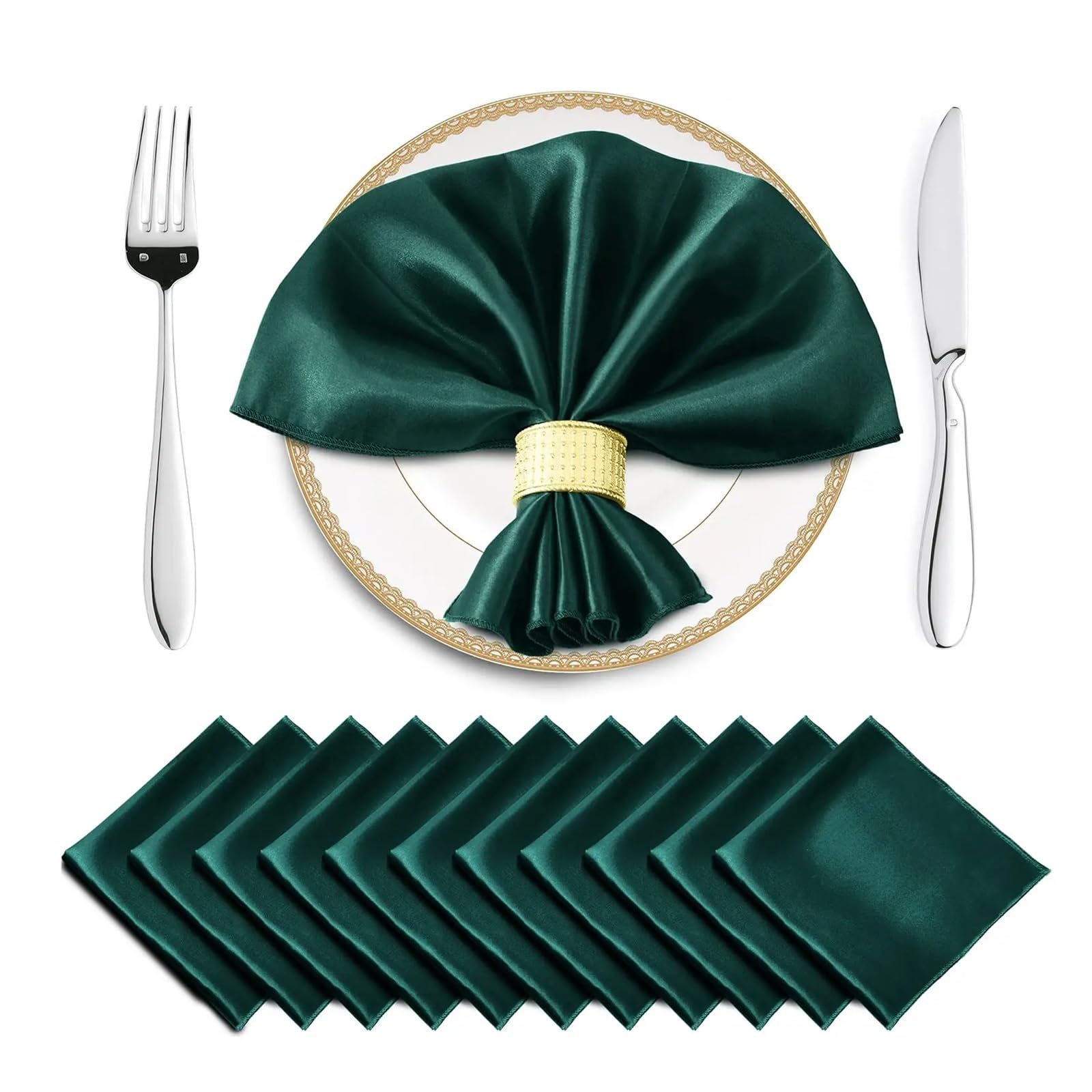Satin Dinner Napkins 12PCS Wedding Red Satin Napkin 30x30cm Soft Table Napkins for Decoration Party Dinner Decor(SKY BLUE)