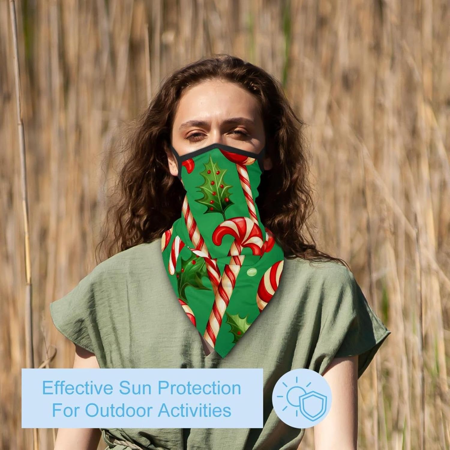 4 Pack Christmas Crutch Neck Gaiter Face Cover Scarf, Breathable Sun & Wind-proof for Skiing Fishing Hiking Cycling
