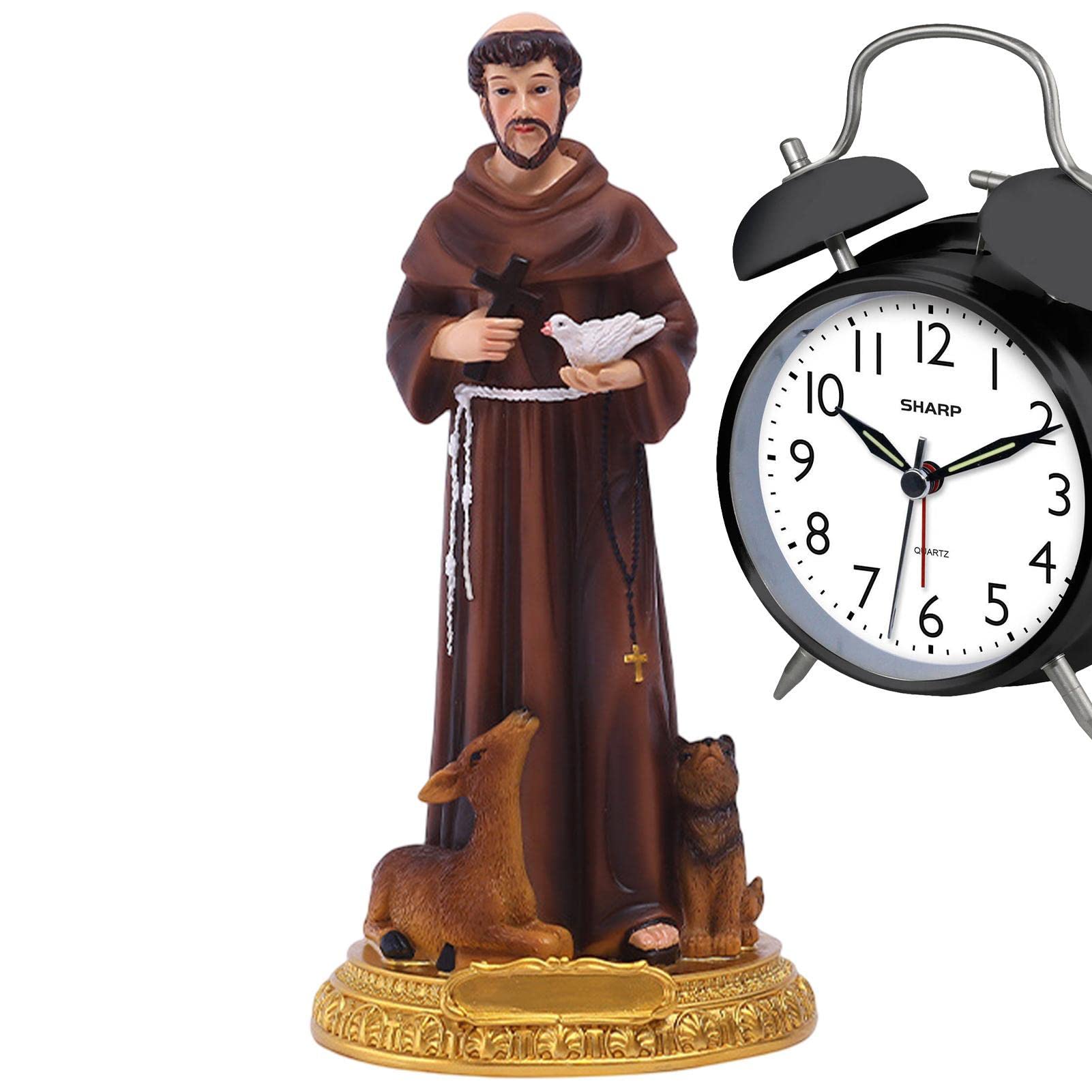 LYNSAY St Francis of Assisi Statue - Hand Painted Resin Statue Ornament with and Cross | Classical Desktop Statue, Prayerful Inspiration, Devout Gift, Renaissance Collection, Home Décor