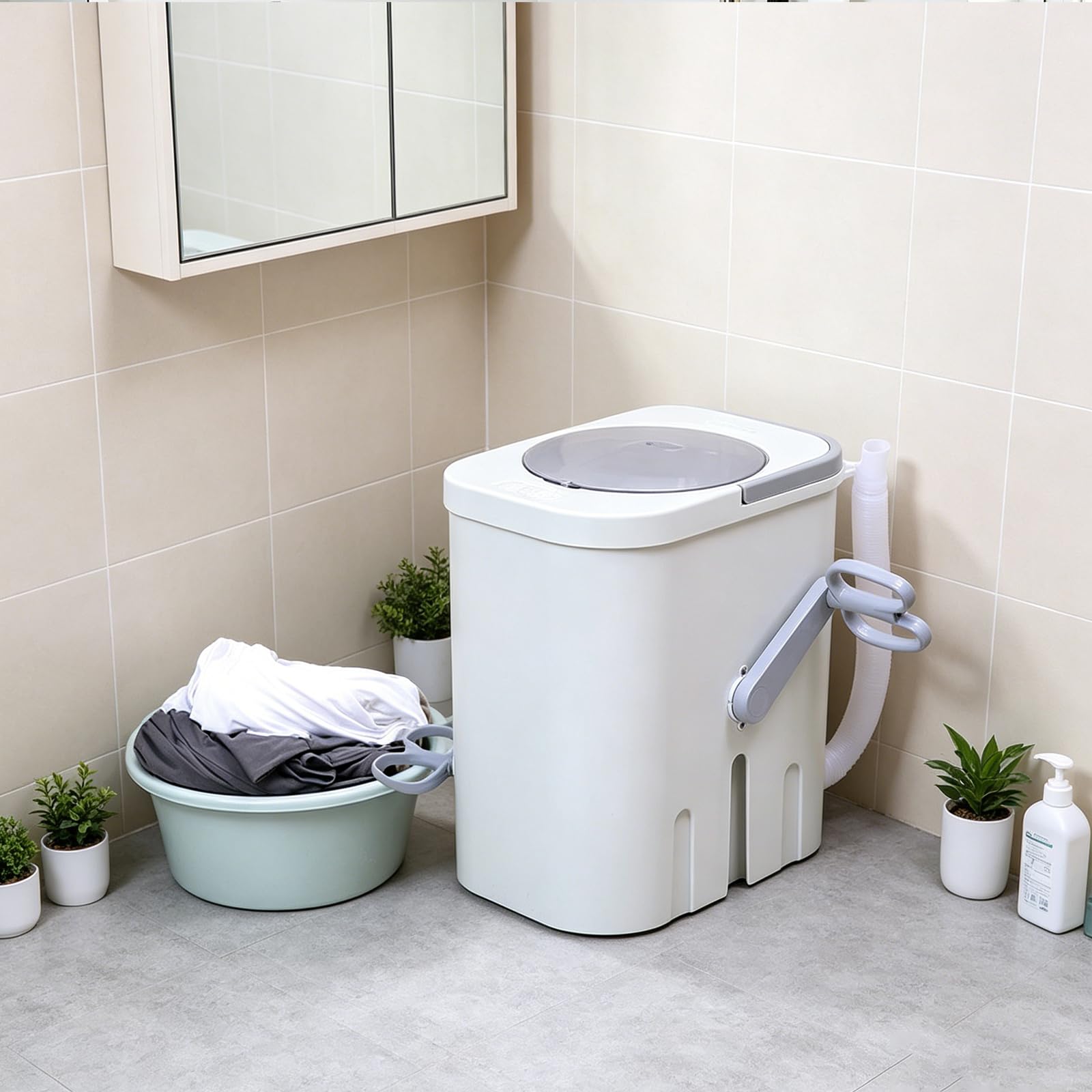 Lavatrice da campeggio da viaggio, senza elettricità | manovella, 4-6 vestiti primavera/estate o 1-2 vestiti autunno/inverno, per dormitori, appartamenti e camper