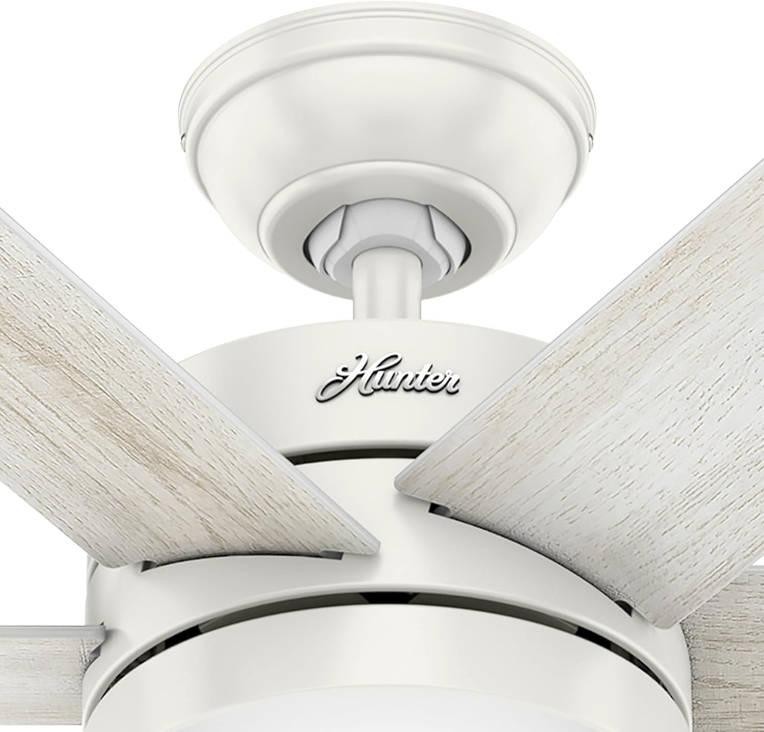Hunter Fan 54 inch Contemporary Fresh White Finish indoor Ceiling Fan with Light Kit and Remote Control (Renewed)