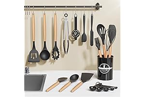 Kitsure Kitchen Utensils Set: Premium 30-Piece, Heat-Resistant, Silicone Utensils for Non-Stick Cookware, with Utensil Holder